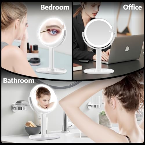 MIYADIVA Dual-Sided 20X Magnifying Vanity Mirror with Lights and 80 LEDs