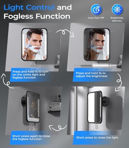 Heated Bright Fogless Shower Mirror for Grooming in Style