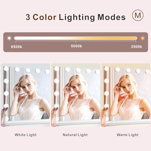 15-Bulb Vanity Mirror 3 Lighting Modes 10xMagnification