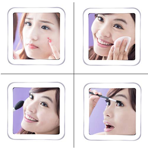 JiBen Square Flexible 10X Magnifying LED Mirror with Suction Cup