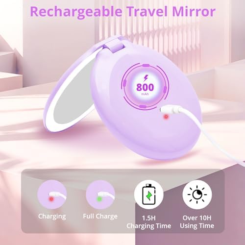 Fabuday Travel Compact Magnifying Makeup Mirror with Lights