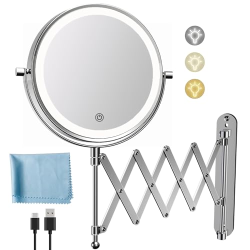 8-inch Double-Sided Wall-Mounted Makeup Mirror with Rechargeable Battery
