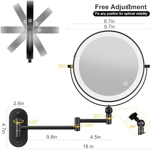 Double-Sided 9-inch Wall-Mounted 4000mAh Rechargeable