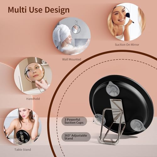 30x Travel Magnifying Mirror with Stand and Suction Cups