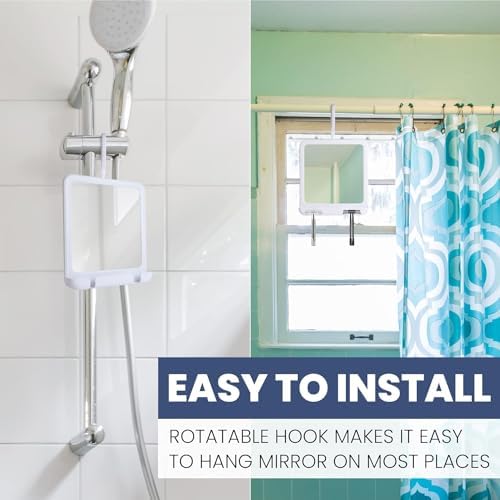 MirrorVana Dual Anti-Fog Shower Mirror - 8x7 White