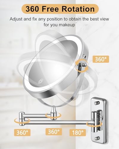8-Inch Rechargeable Wall-Mounted Makeup Mirror
