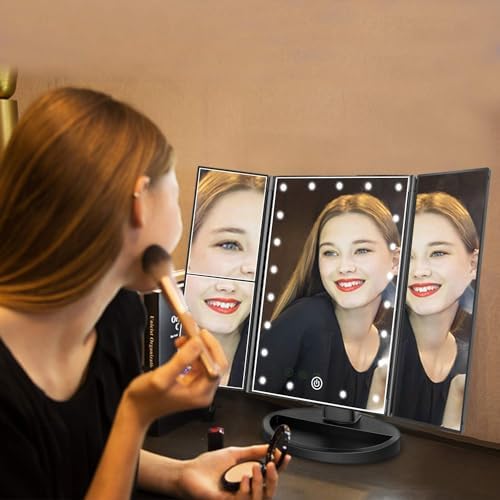 Compact Stylish 3x2x Magnifying Vanities with Touch Screen Light Black