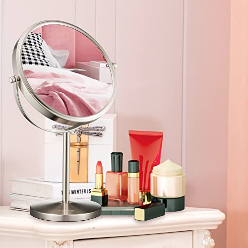 ALHAKIN 10x Magnifying Makeup Mirror Compact with 360 Swivel Anti-Slip Base