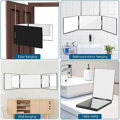 Wentoma 3 Way Trifold Haircut Mirror - 360 Degree Grooming Companion