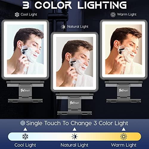 Fogless Lighted Shower Mirror Includes Squeegee Storage