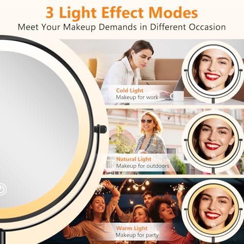 ALHAKIN 15X Magnifying Makeup Mirror 9 Lighted Premium Rotating
