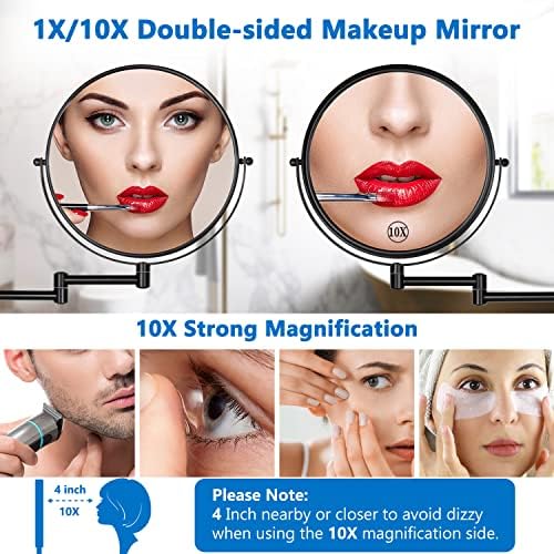 9 Wall Mounted Makeup Mirror with 10X Magnifier