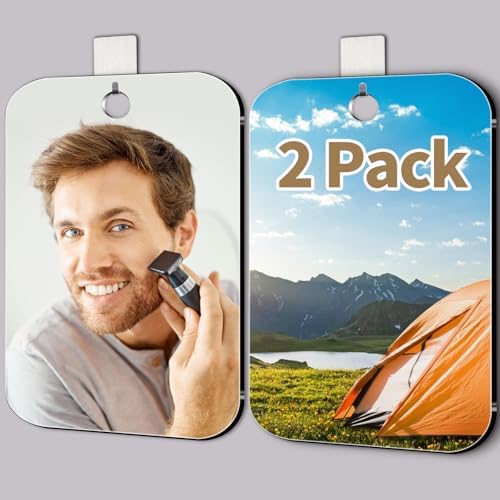 2-Pack Frameless Hanging Mirror for Shaving Durable Portable
