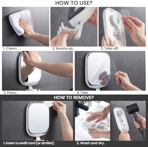 TAILI shower mirror anti-fog waterproof razor holder easy install