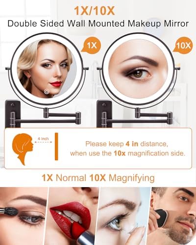 9-Inch Wall-Mounted Lighted Makeup Mirror
