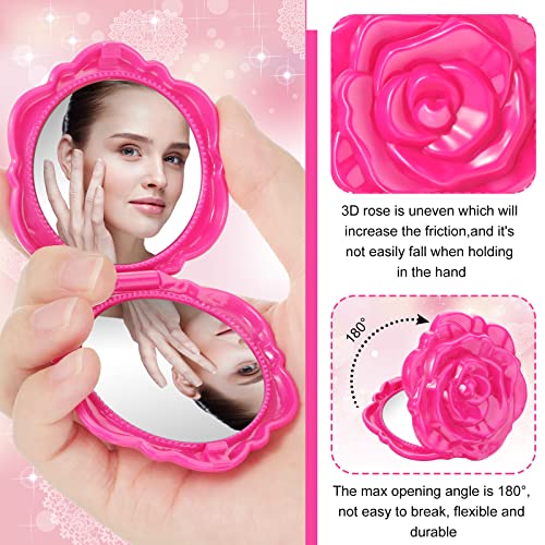 Exquisite 30-Piece Compact Pink Rose Mirrors Handheld Travel Gift