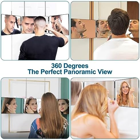Wentoma 3 Way Trifold Haircut Mirror - 360 Degree Grooming Companion