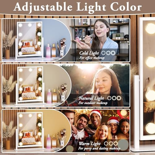 Stylish Vanity Mirror with 360-Degree Rotation and 3 Lighting Modes