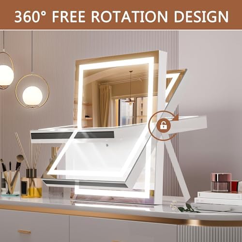 Dry Skin-Friendly Vanity Mirror with Smart Lighting Rotating Design