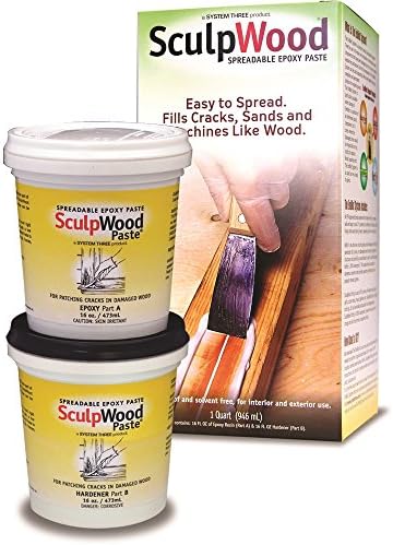 System Three SculpWood Paste Wood Epoxy Filler 1 Quart Kit Premium Wood Repair