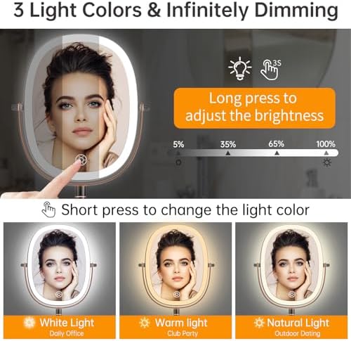 Wall Mounted Double-Sided Touch Dimmable 8-Inch Makeup Mirror