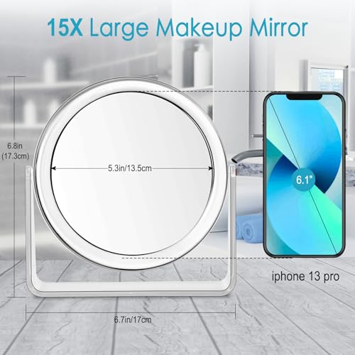 15X Vanity Mirror 360-Degree Rotationad