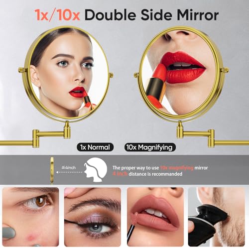 GURUN 8 Wall-Mounted Makeup Mirror with 10X Magnification