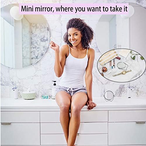 WMugthome Two-Sided 46-Inch Round Makeup Mirror with Stand Silver