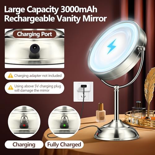 Stylish Large Rechargeable Makeup Mirror with 86 Precision