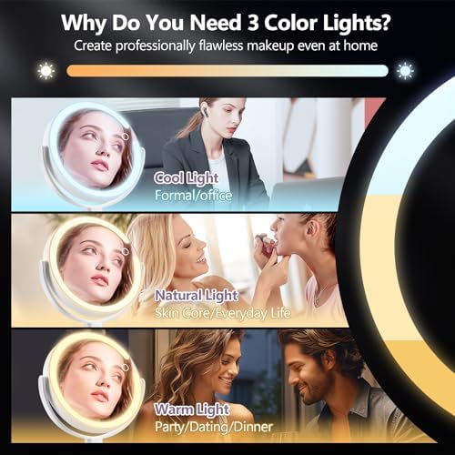 MIYADIVA Dual-Sided 20X Magnifying Vanity Mirror with Lights and 80 LEDs