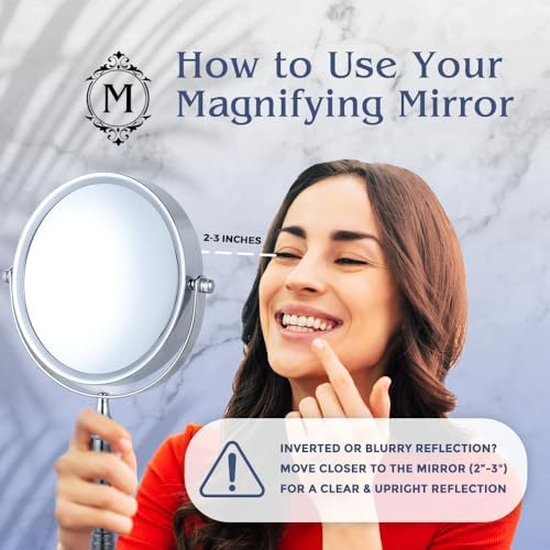 Large Double-Sided 10X Makeup Mirror with Stand