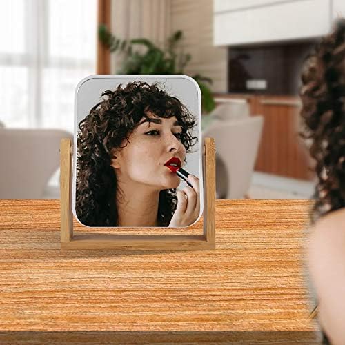 Double-Sided Magnifying Mirror with 360-Degree Swivel and Bamboo Stand