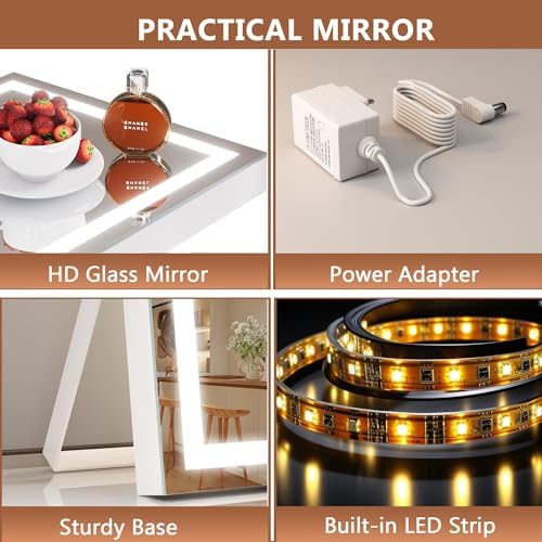 Dry Skin-Friendly Vanity Mirror with Smart Lighting Rotating Design