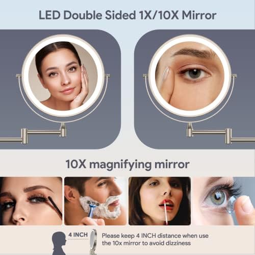 Rocollos Wall-Mounted Lighted Makeup Mirror Rechargeable and Easy to Use
