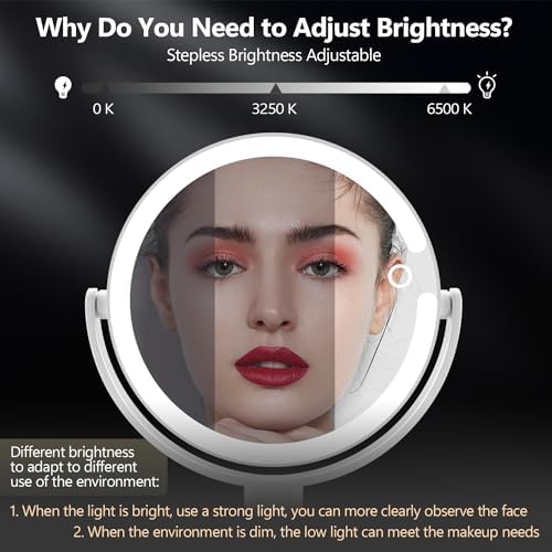 MIYADIVA Dual-Sided 20X Magnifying Vanity Mirror with Lights and 80 LEDs
