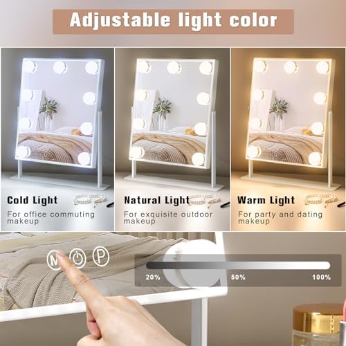 Hollywood Vanity Mirror with 3 Light Modes Elegant Design