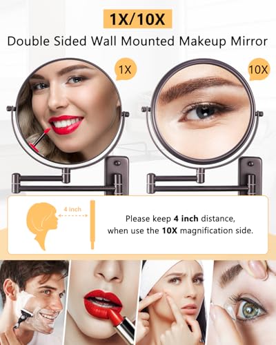 Decluttr 9 Inch Wall Mounted Magnifying Mirror Brown