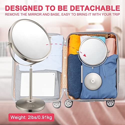 ALHAKIN 10x Magnifying Makeup Mirror Compact with 360 Swivel Anti-Slip Base
