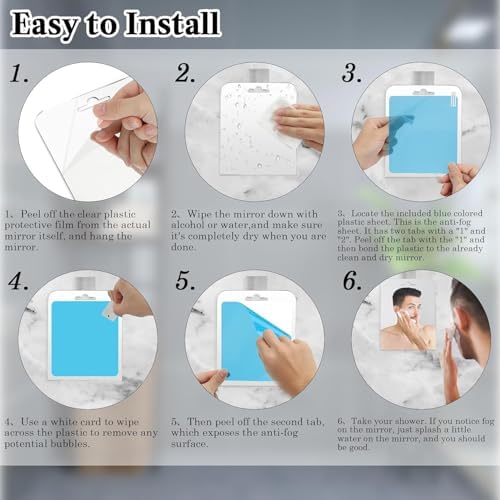 Anti-Fog Shower Mirror Crystal Clear Razor Holder Impact Resistant