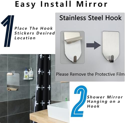 Shatterproof 8x6 Shower Mirror for Shaving Portable Durable