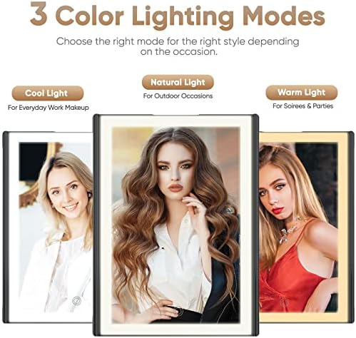 HORM Trifold Makeup Vanity Mirror with 3 Lighting Modes