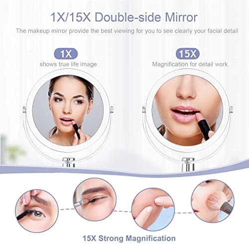 Double-Sided Magnifying Vanity Mirror with 1X15X Swivel Stand
