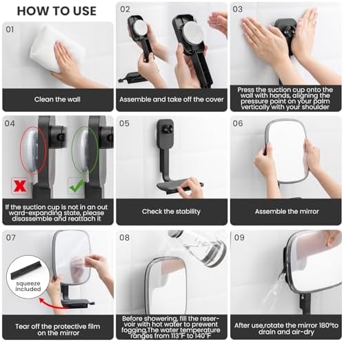 Fog-Free shower mirror with Razor Holder for Shaving