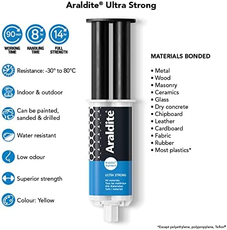 Araldite Heavy-Duty Epoxy Glue - 24ml Syringe for Quick Tasks