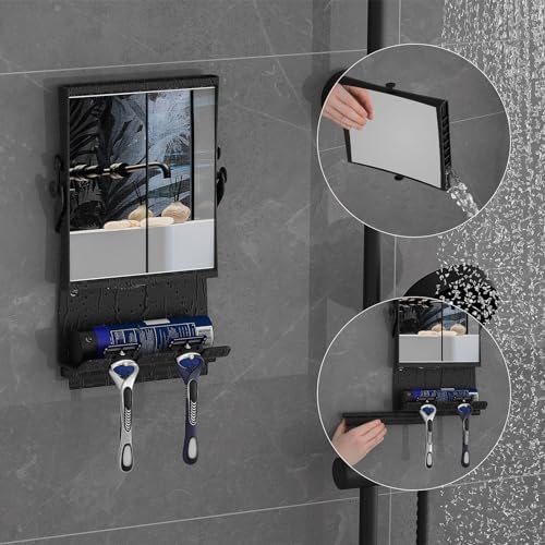 Fogless Dual-Sided Shaving Mirror with Anti-Fog Technology - Black