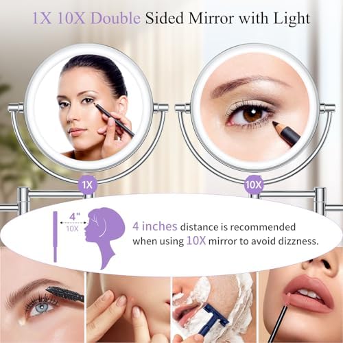 Wall-Mounted Makeup Mirror with Lights
