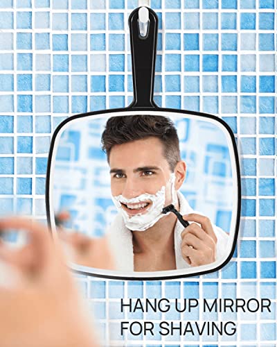 OMIRO Extra Large Handheld Mirror with Handle - Black Pack of 3