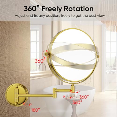 GURUN 8 Wall-Mounted Makeup Mirror with 10X Magnification