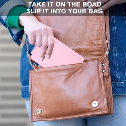 Compact Travel Makeup Mirror - 3 Adjustable Lights Rechargeable Lightweight Pink