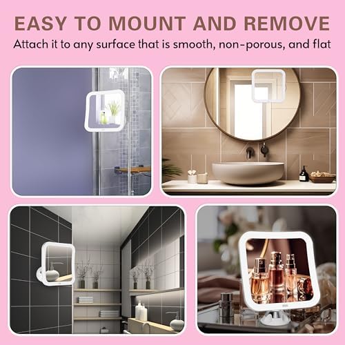 10X Magnifying LED Mirror with LED Lights Swivel Base and Travel Ready